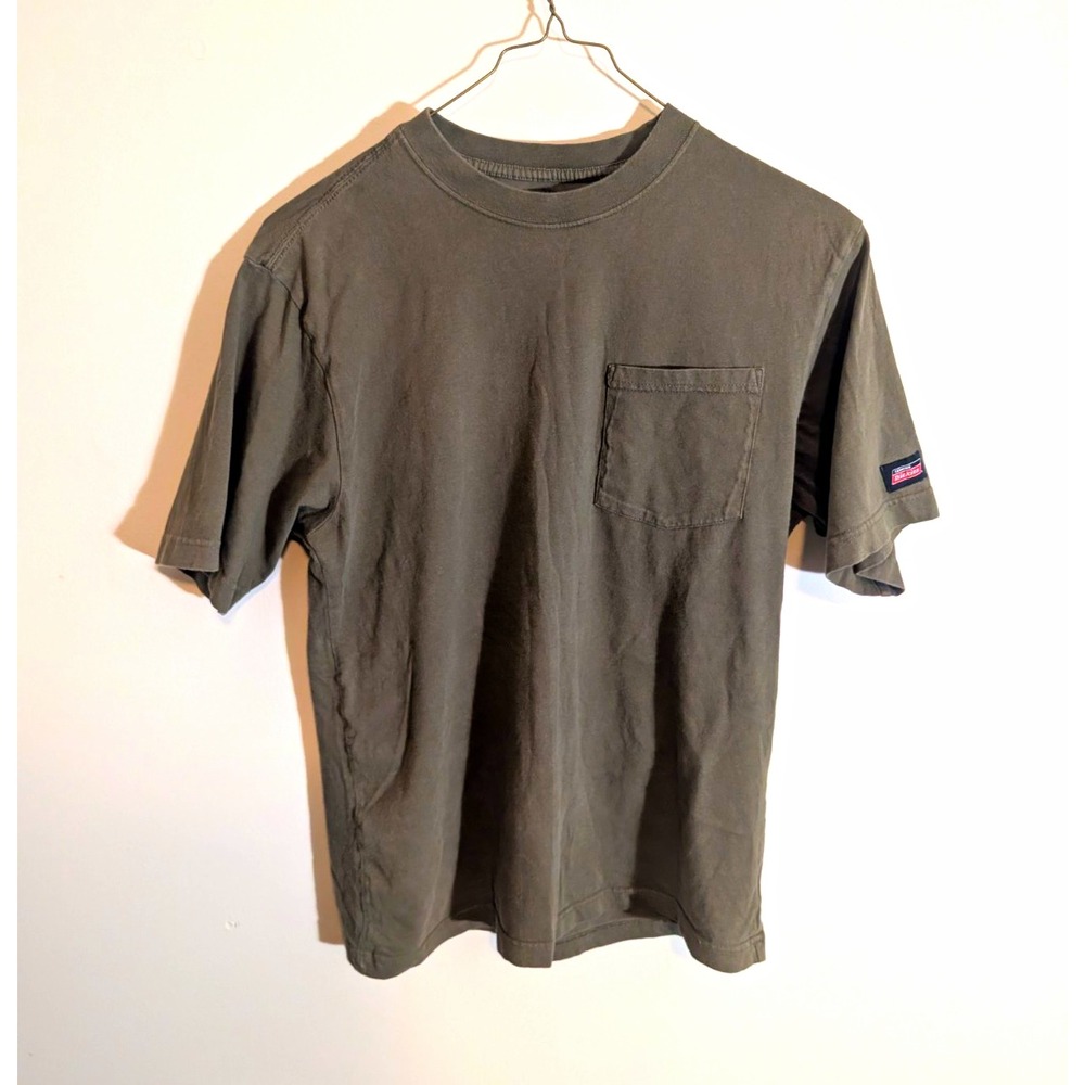 Dickies Shirt Men's M Green Short Sleeve Pocket Tee Solid Crew Neck Cotton Knit